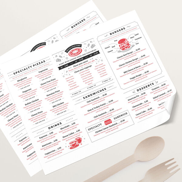Disposable Menus